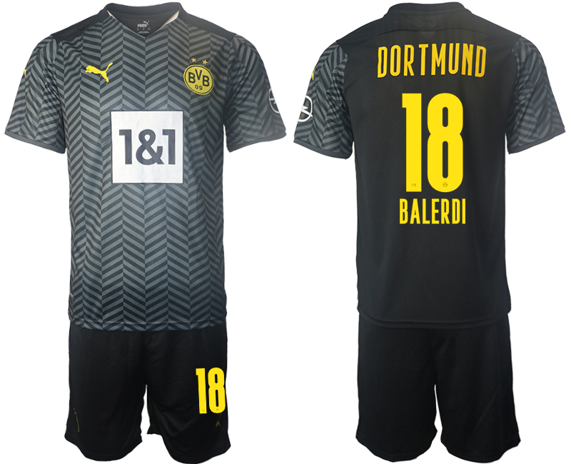 Men 2021-2022 Club Borussia Dortmund away black #18 Soccer Jersey->borussia dortmund jersey->Soccer Club Jersey